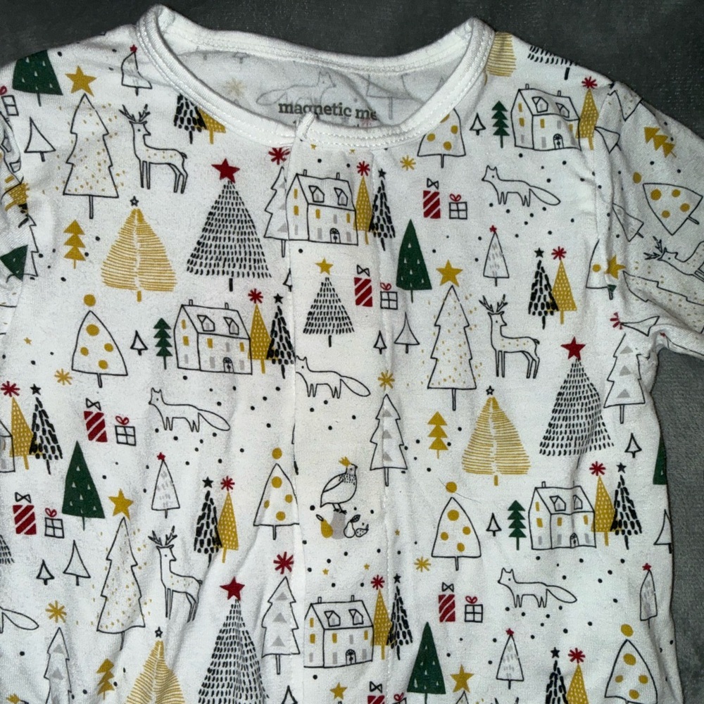 Magnetic Me Silent Night Christmas Print Footie Pajamas Bamboo Blend 12-18 mo - Picture 4 of 4